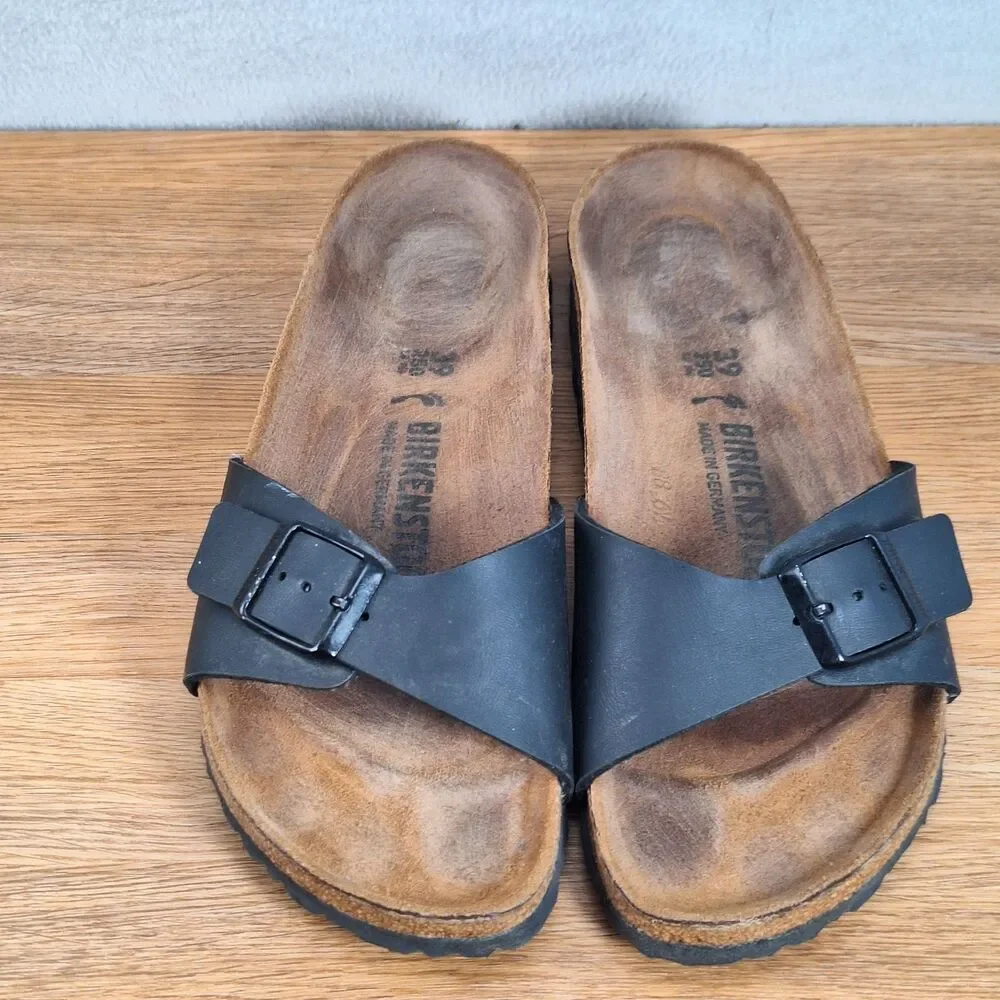 Birkenstock Madrid Women's 8 Narrow EU 39 Slide Sandals Black Birko-Flor Germany